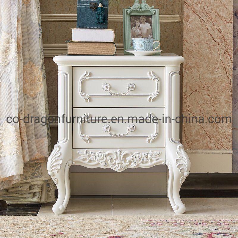 European Style Modern Bedroom Furniture Wooden Two Layers Nightstands Table