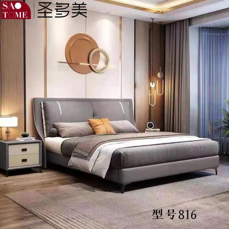 China Factory Home Furniture King Size Modern Luxury Khaki Sipi Bed