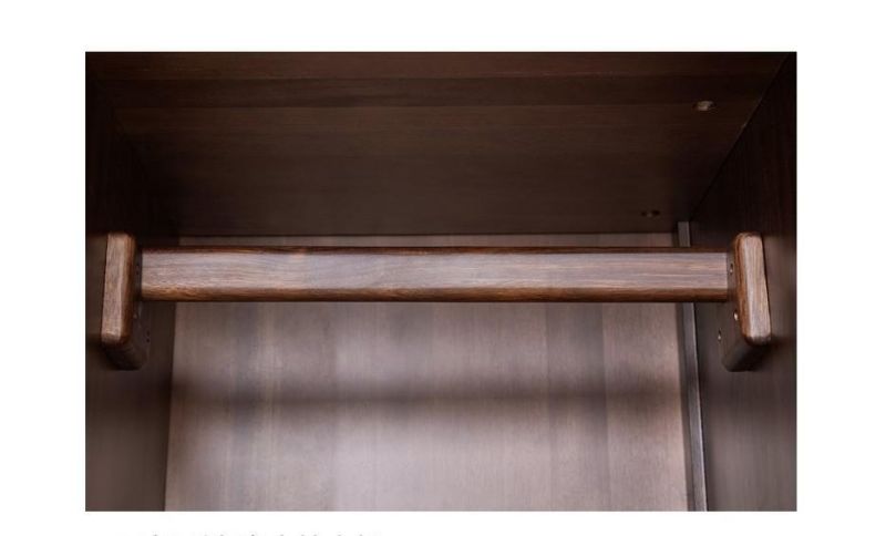 All Solid Wood Furniture Four Door Cabinet Overall Wardrobe Ebony Modern Simple Extremely Simple Light Luxury Black Walnut Color