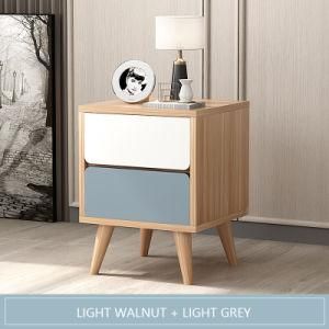 Hot Selling 2 Drawer MDF Wood Small Rectangle Blue Design Bedroom Modern Nightstand