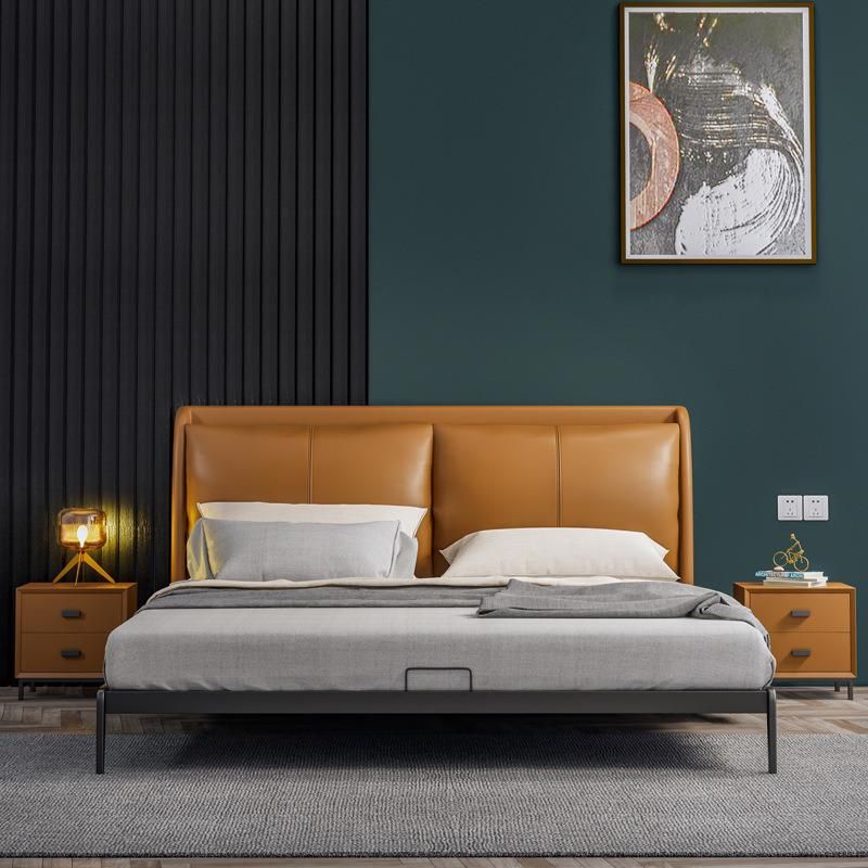 Italy Classic Design Modern Home Furniture Leather King Size Bed for Villa/Resort/Suite