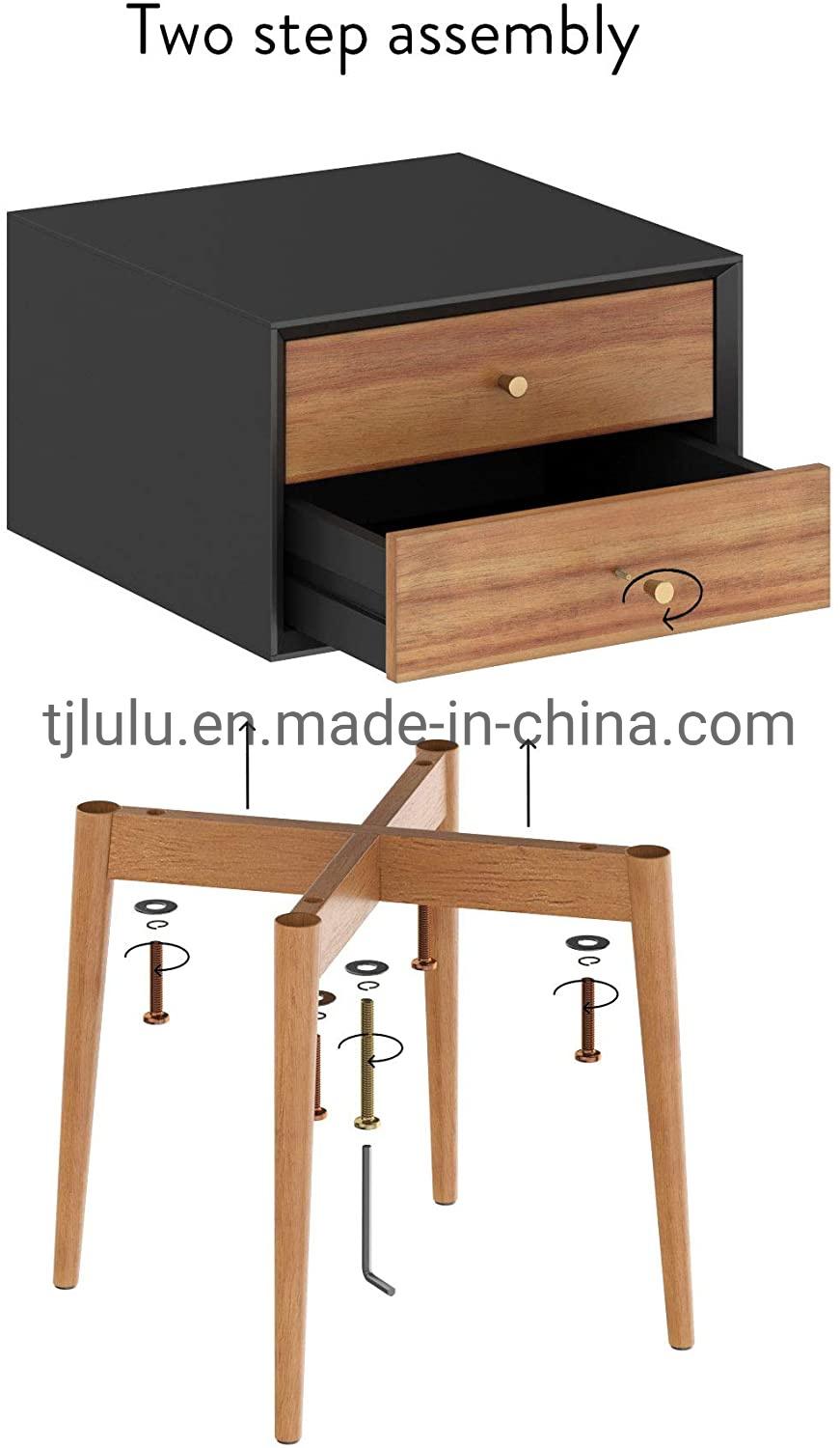 Home Furniture Luxury White Nightstand Cabinet Storage with Drawer Solid Wood Bedside Table Bedroom Set Wooden Furniture