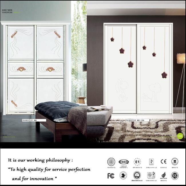 2016 Modern White Shutter Color Contrast Sliding Wardrobe