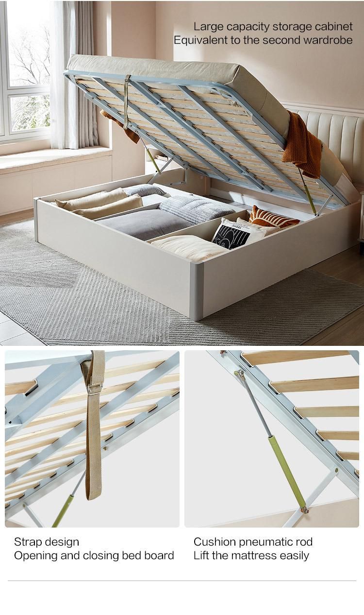 Linsy Latest Design Modern White Leather Princess Bed King Size Double Bed Frames Ls227A1