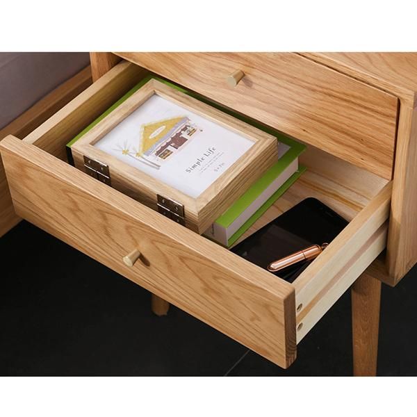 Oak Locker Bedroom Two Drawer Bedside Table Nightstand Cabinets