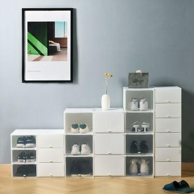 Multifunctional Rectangular Storage Box Plastic Shoe Cabinet Transparent Dustproof Flip Storage Cabinet