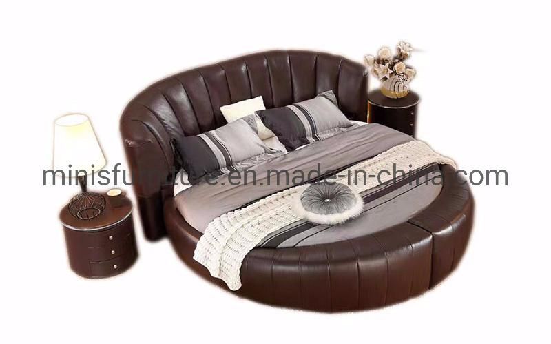 (MN-MB107) Home/Hotel Bedroom Furniture White Leather Round Bed