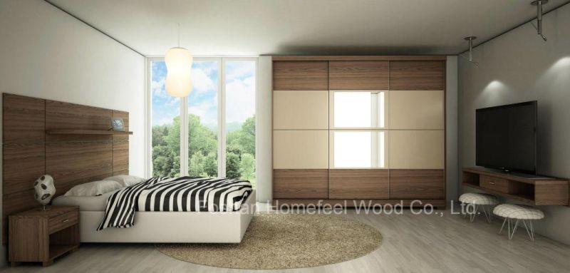 Comfort Furniture 3-Doors Sliding Armoire Wardrobe in Walnut Color (HF-B00J9C)