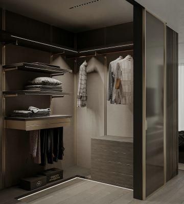 New Design Sliding Double Door Modern Solid Wooden MDF Bedroom Wardrobe Sets