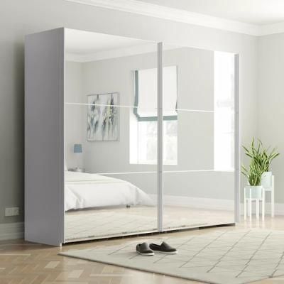 Modern Pop Style Elegant Bedroom Furniture Mirror Sliding Glass Door Wardrobe