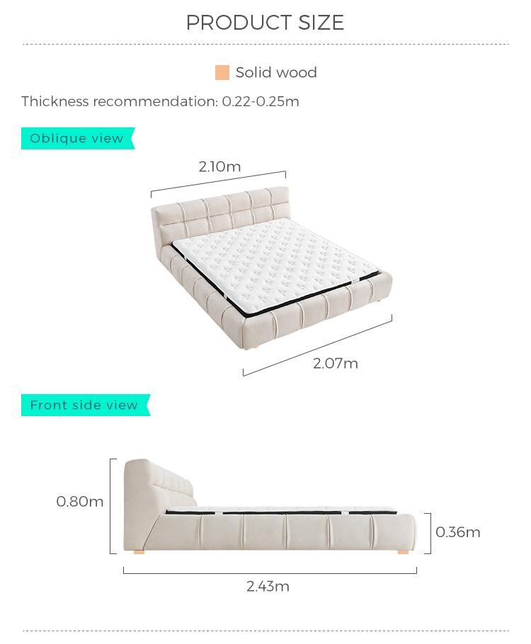 Linsy Simple Fashion Fabric Couch Bed Headboard Modern King Size Double Bed Ls662RC2