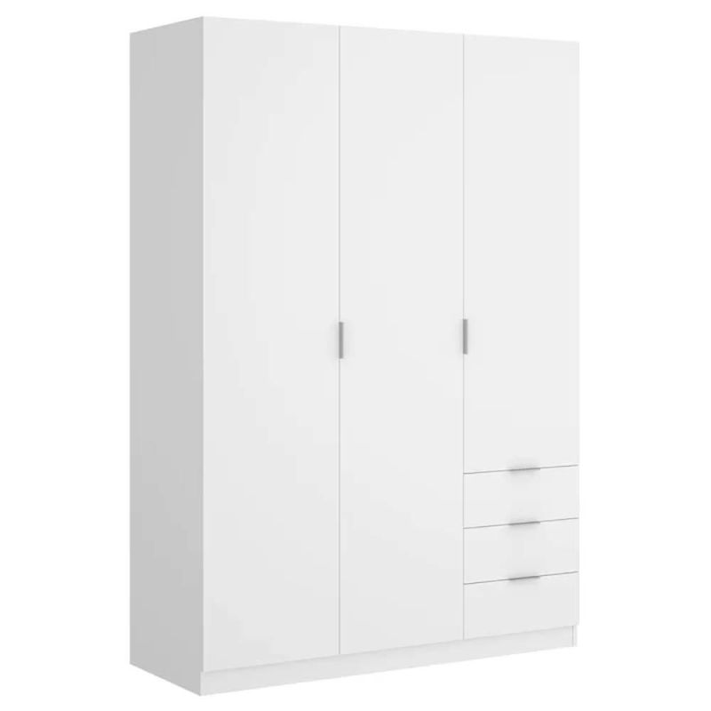 Factory Sale Home Furniture Bedroom Hinged Door Wardrobe with 3 Drawers