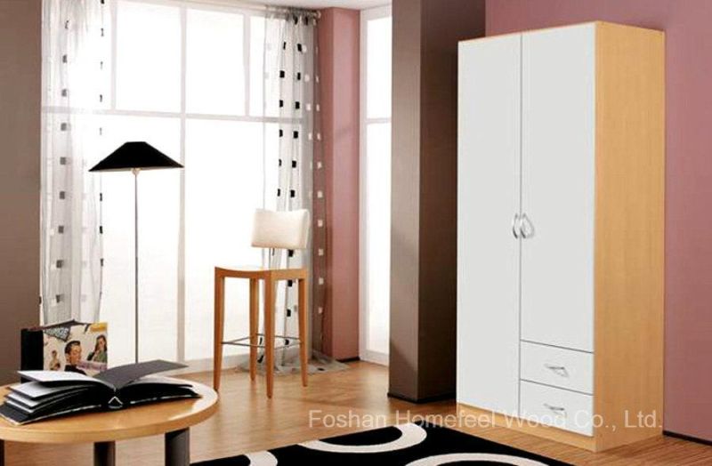 Simple Flat Melamine Swing Wardrobe in White Color (HF-WB027)