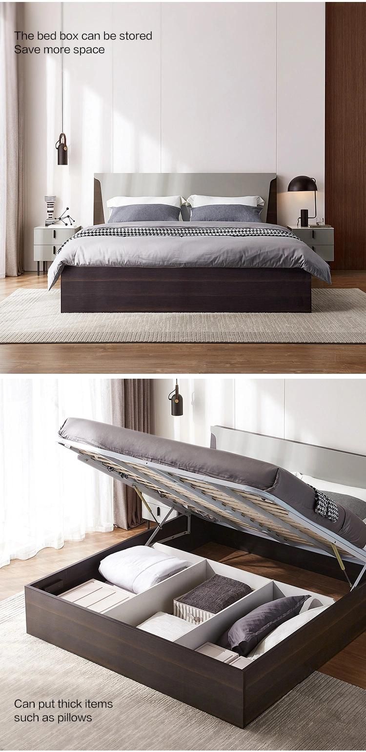 Linsy Wood King Bed Frame Bed Models with Storage Jq1a