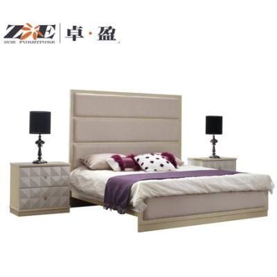 Home Furniture Bedroom Manufacturer Champagne Gold Color B Ig Size Luxury Bed Furniture with Fabric