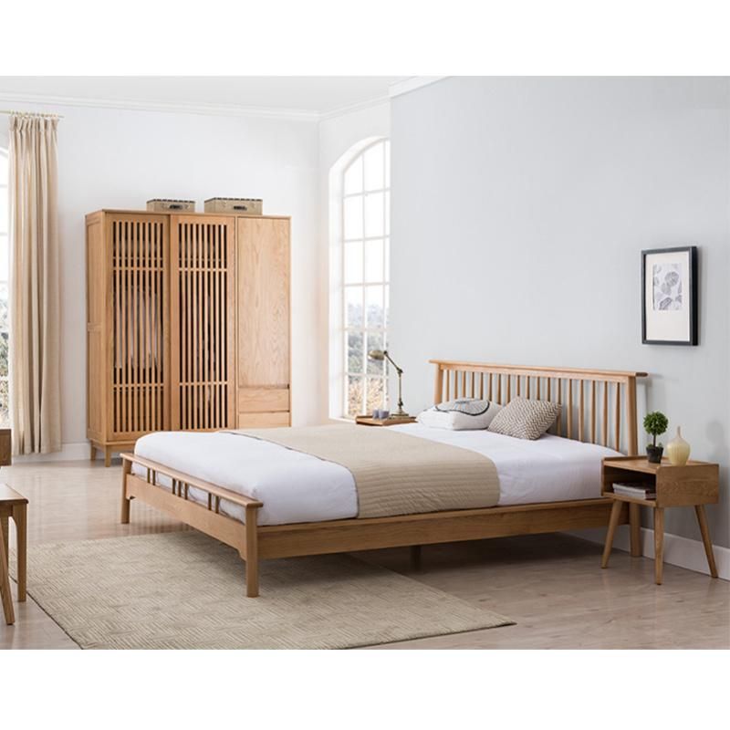 Nordic Japanese Style Solid Wood Wardrobe Simple Bedroom Furniture White Oak Sliding Door Wardrobe Storage Cabinet Custom 0038