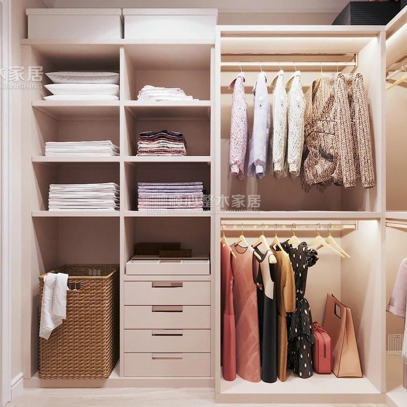 High Quality Factory Customized Wood HPL Laminate /PVC Surface Handless Door Walk in Closet