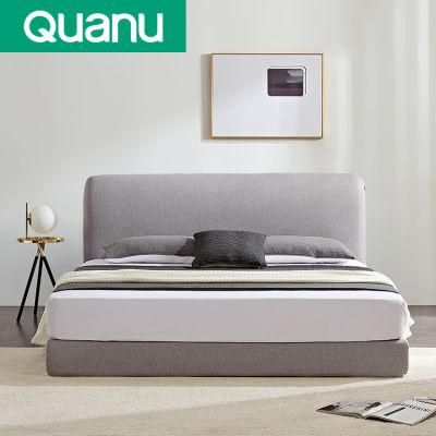 Quanu 105163 Modern High Quality Linens Fabric Bed Grey Double Bed Furniture