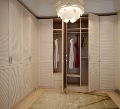 Bedroom Furniture Modern Style Shutter Swing Door Melamine Finish Wardrobe Accept Customized