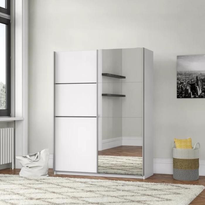 Modern Bedroom Furniture Clothes Storage Glass Sliding Door Wardrobe Closet