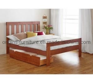 Solid Wood Double Bed with Storage Drawer