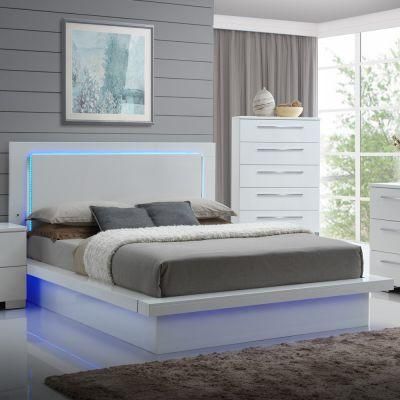 Nova High Gloss White Laminate Platform Bedroom King / Queen Size Bed