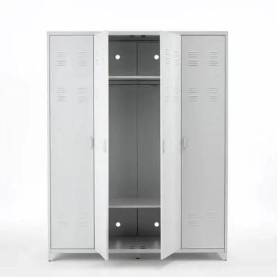 Steel Furniture Locker Storage Unit White Metal 4 Door Wardrobe