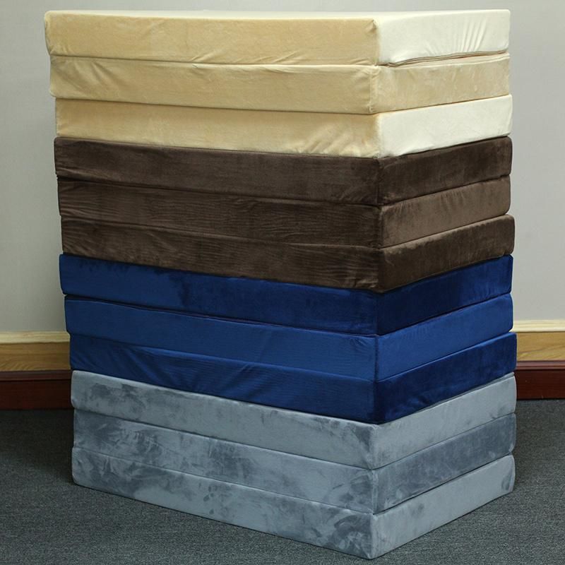 Three Folding Removable Cover Memory PU Foam Mattress Topper