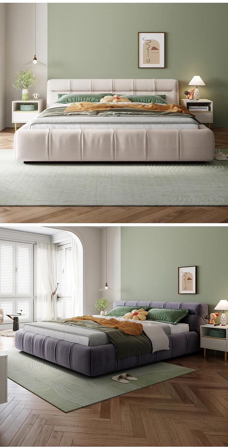 Linsy Simple Fashion Fabric Couch Bed Headboard Modern King Size Double Bed Ls662RC2