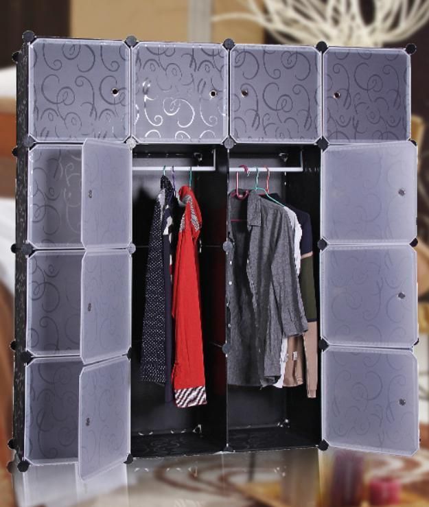 Modern Plastic Storage Shoes Clothes Armoire Closet Wardrobe Cabinet