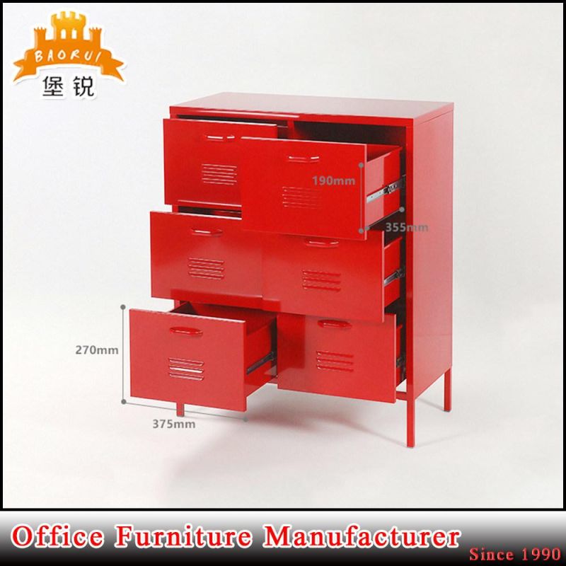 Jas-122 Red Color Cabinet Type Metal Material Storage Cabinet with 6 Drawer