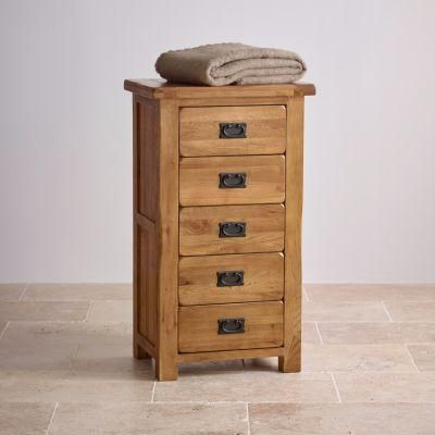 Rustic Vintage Oak Solid Wood 5 Drawer High Chest