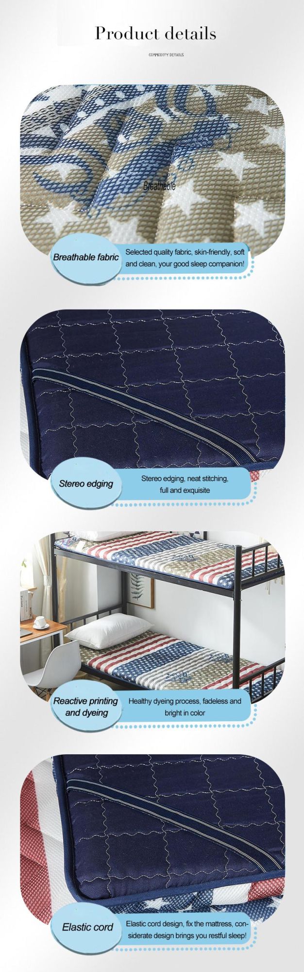 Dormitory Sleeping Pad Soft Multi-Purpose Damp-Proof Comfortable 39X75 Inch