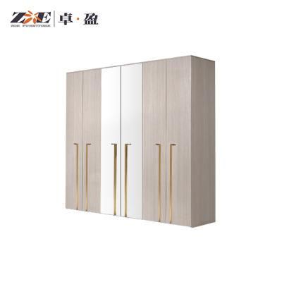 Wooden Home Bedroom Furniture Painting 6 Doors Wardrobe