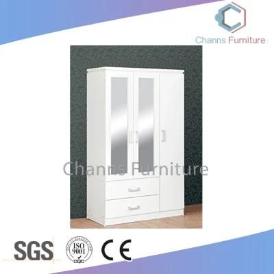Home Furniture Elegant White 1.2m Panel Wardrobe with Glass (CAS-BD1801)