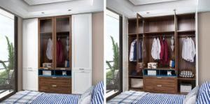 White Thermofoil Hinged Wardrobe with Glass