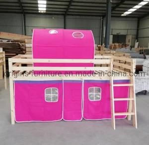 Cabin Bed MID Sleeper Loft Bunk Bed with Tent Curtain
