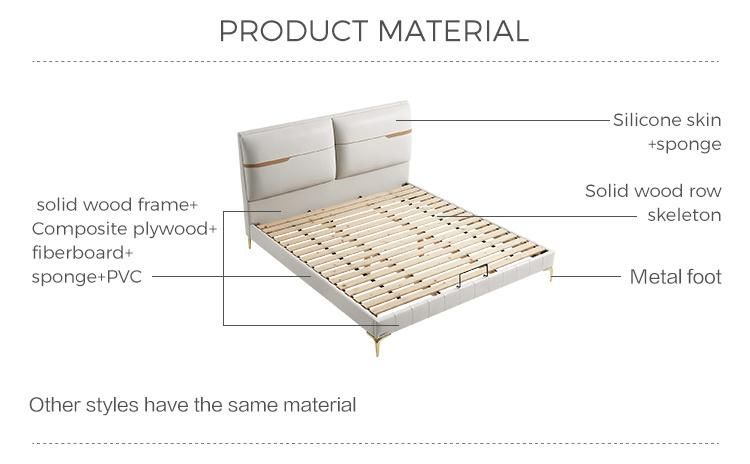 Linsy Luxury Comfortable PU Leather Bed King Size Metal Double Bed R250