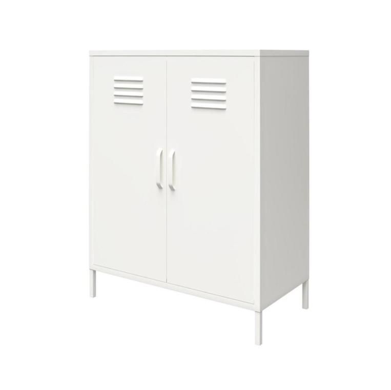 White Color Steel Locker Cabinets Metal File Clothes Storage Lockers High Feet 2 Doors