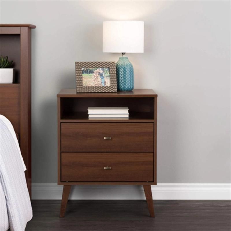 High Quality Brown Rectangle Cheap Modern Wooden Bedside Table