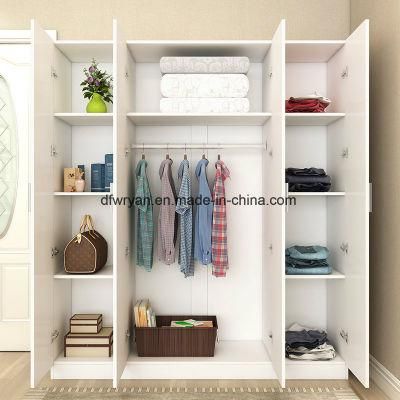 Three Door with Drawer Wooden Melamine Board Clothes Wardrobe