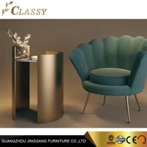 Luxury Round Glass Side Table with Golden Stainless Steel Metal Frame