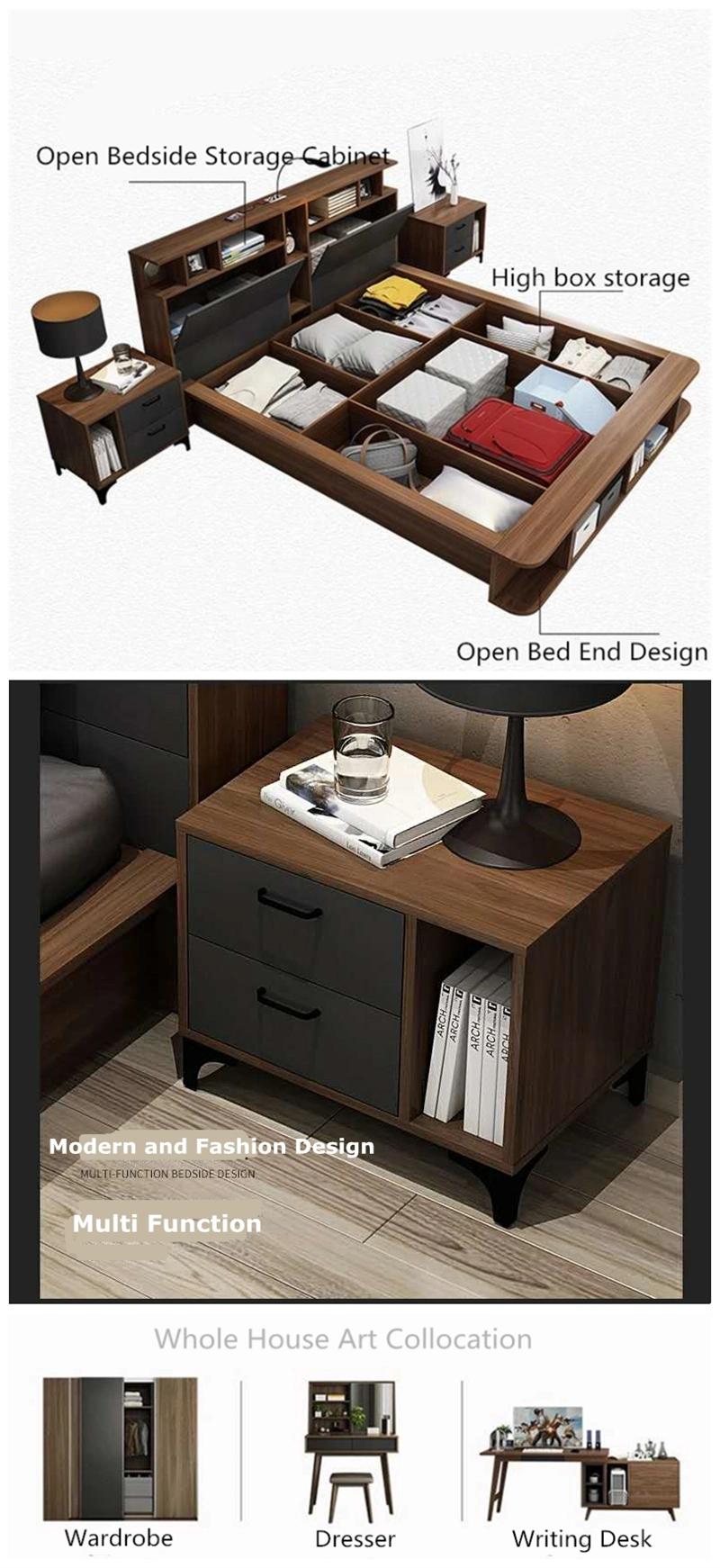 Modern Wall Folding Wooden Home Solid Bedroom Furnitue Double Massage Sofa King Bed