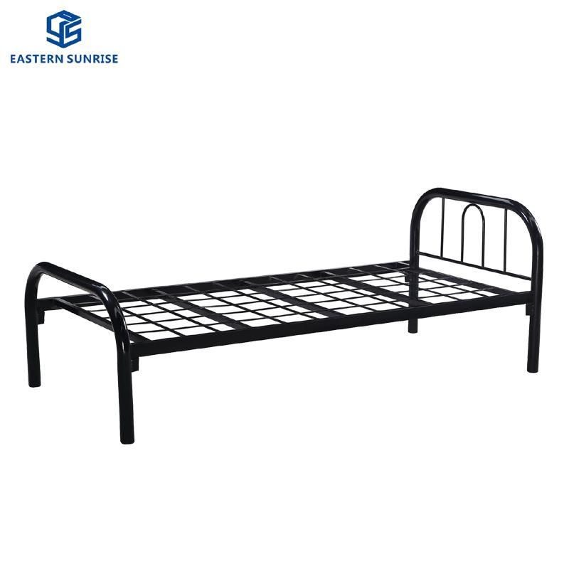 a Single Metal Bed for The Children′s Bedroom