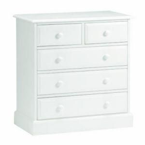 White Painted Solid Oak Wood 2 Over 3 Drawer Chest