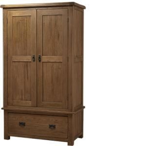 Solid Wood Wardrobe Solid Oak Wardrobe with 2 Drawer