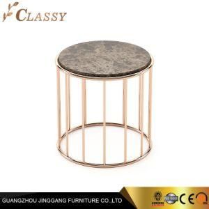 Modern Round Golden Metal Nesting Marble Coffee Side Table