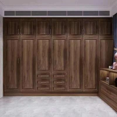 Traditional Solid Wood L-Type Walk-in Combination Wardrobe