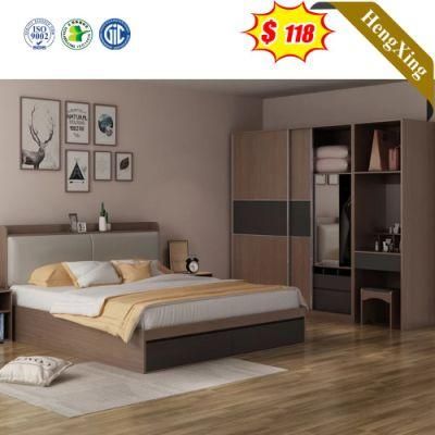 Grey and Log Color Fabric Design Hotel Home Furniture Bedroom Beds with Wardrobe