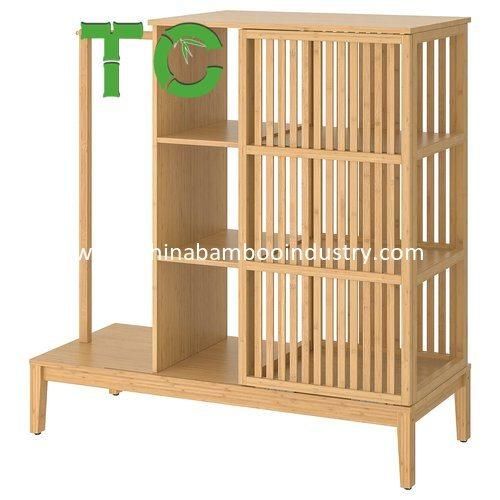 Wholesale Nordkisa Bamboo Open Wardrobe with Sliding Door Wardrobe Cabinet Wooden Wardrobe
